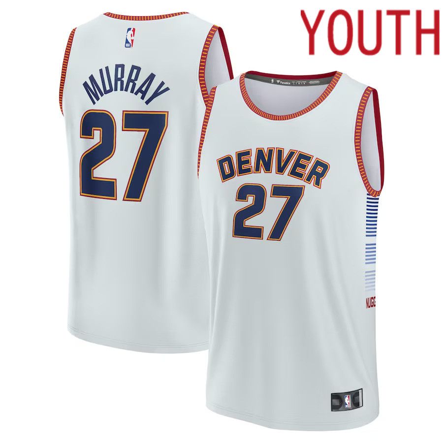 Youth Denver Nuggets #27 Jamal Murray White Fanatics Branded Silver City Edition 2022-23 Fastbreak NBA Jersey->youth nba jersey->Youth Jersey